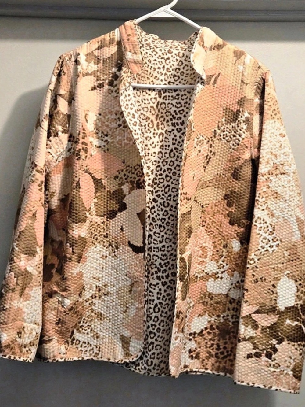 Animal Print Blazer in Brown & Pink Like New
